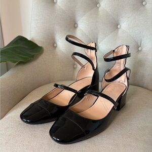 Zara Glossy Black Strappy Heels
